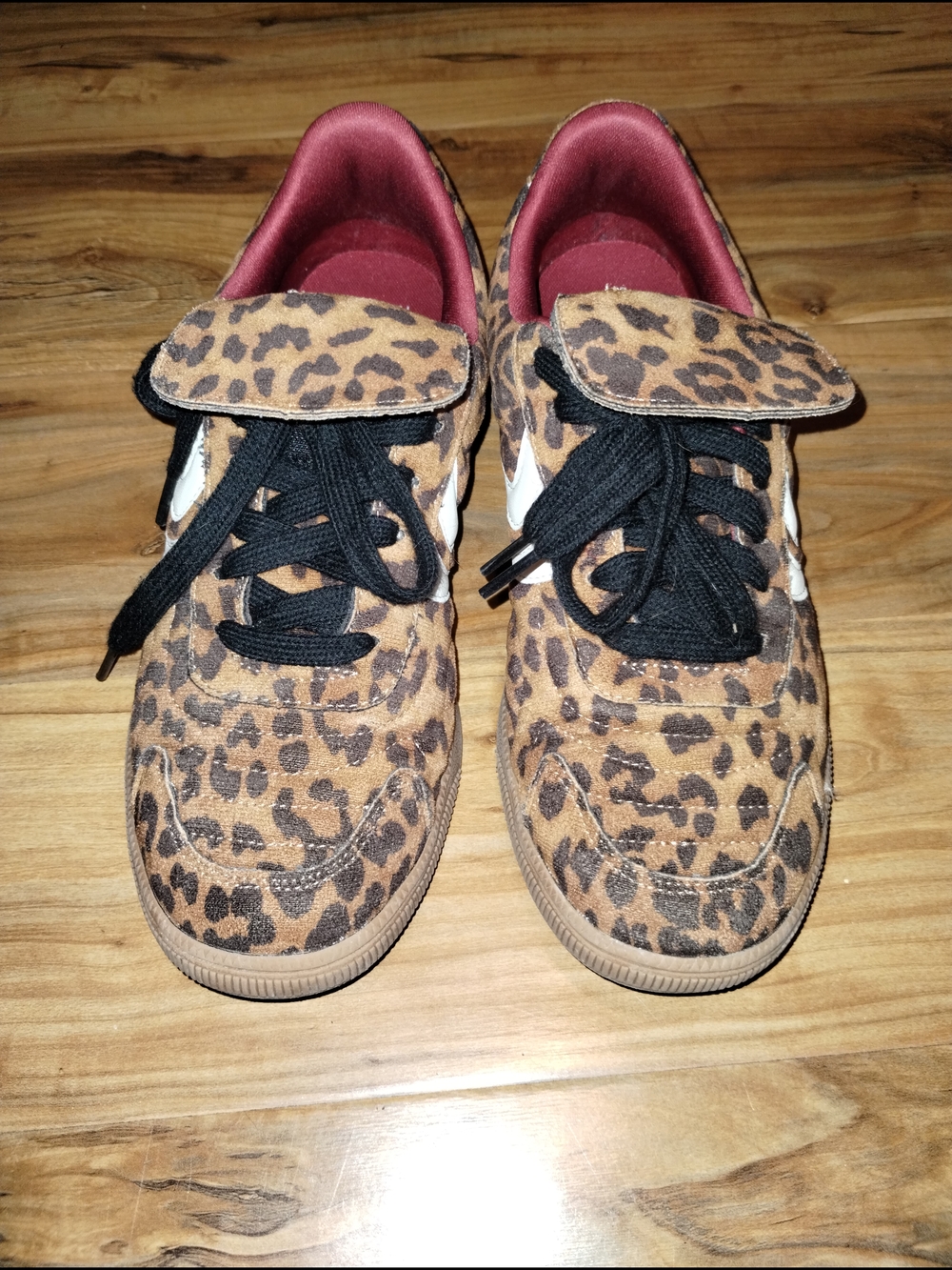 Leopard Print Low-Top Sneakers with Black Laces